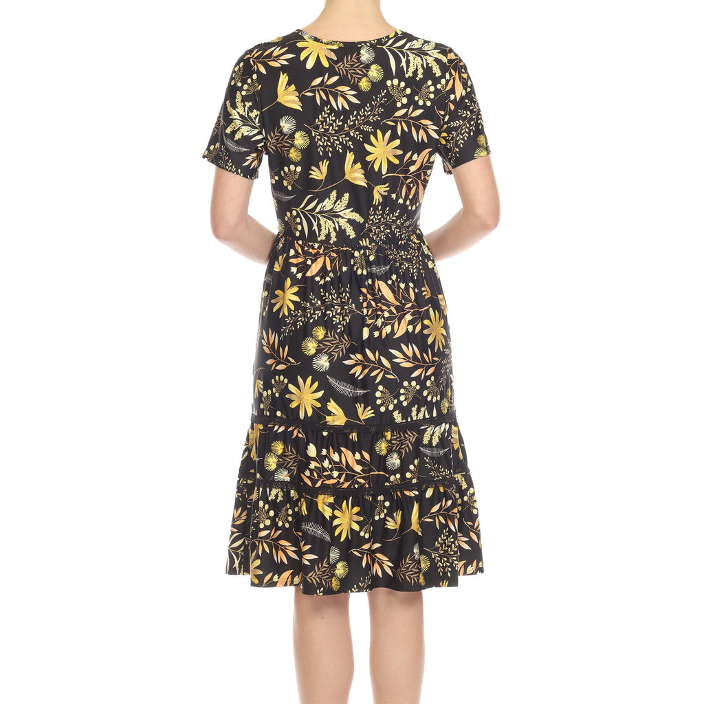 White Mark Floral High Waist Tiered Dress (Women's & Women's Plus)