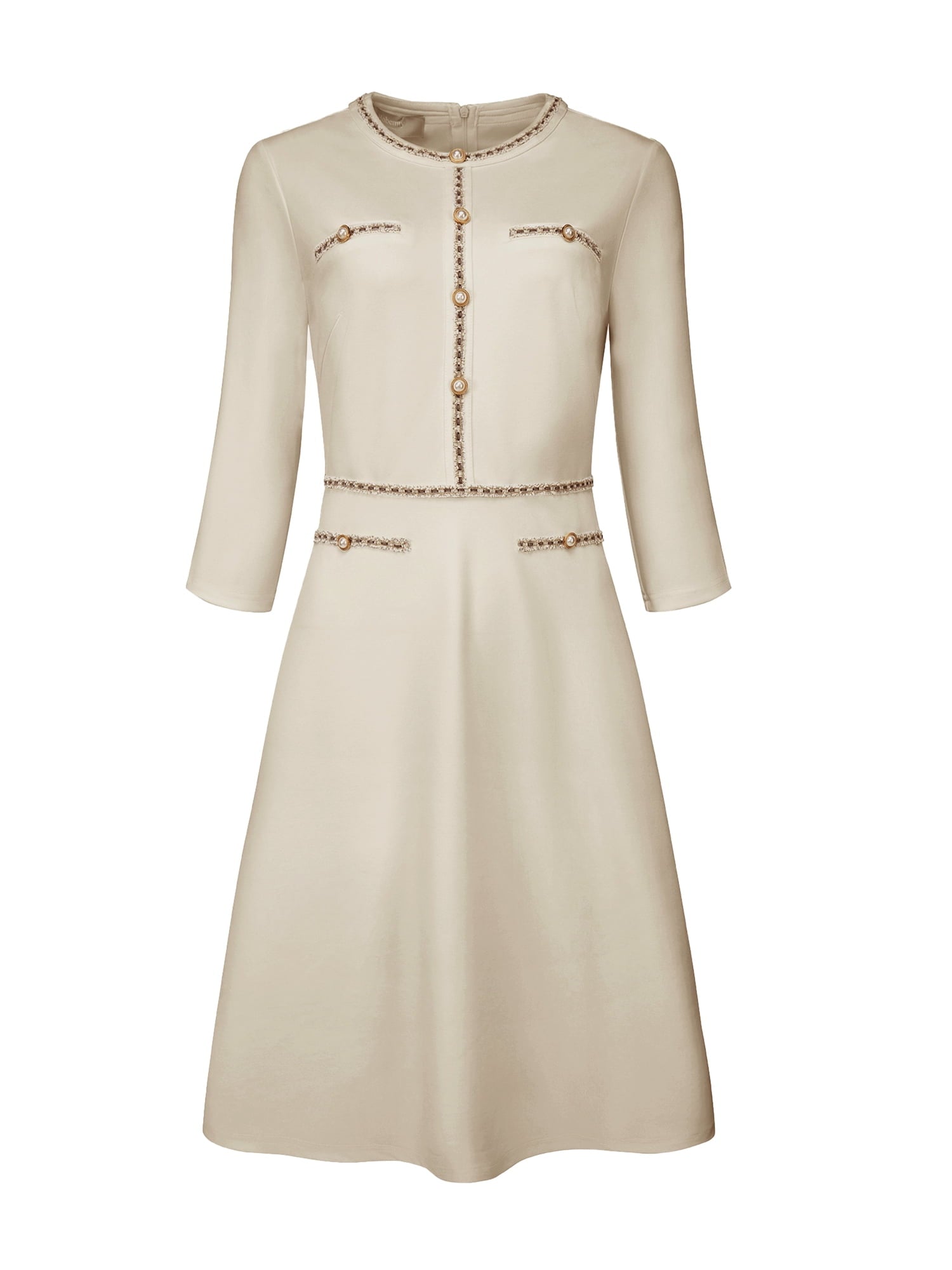 DARING DIVA A-Line Contrast Color Tweed Trim Dress XL Navy Blue