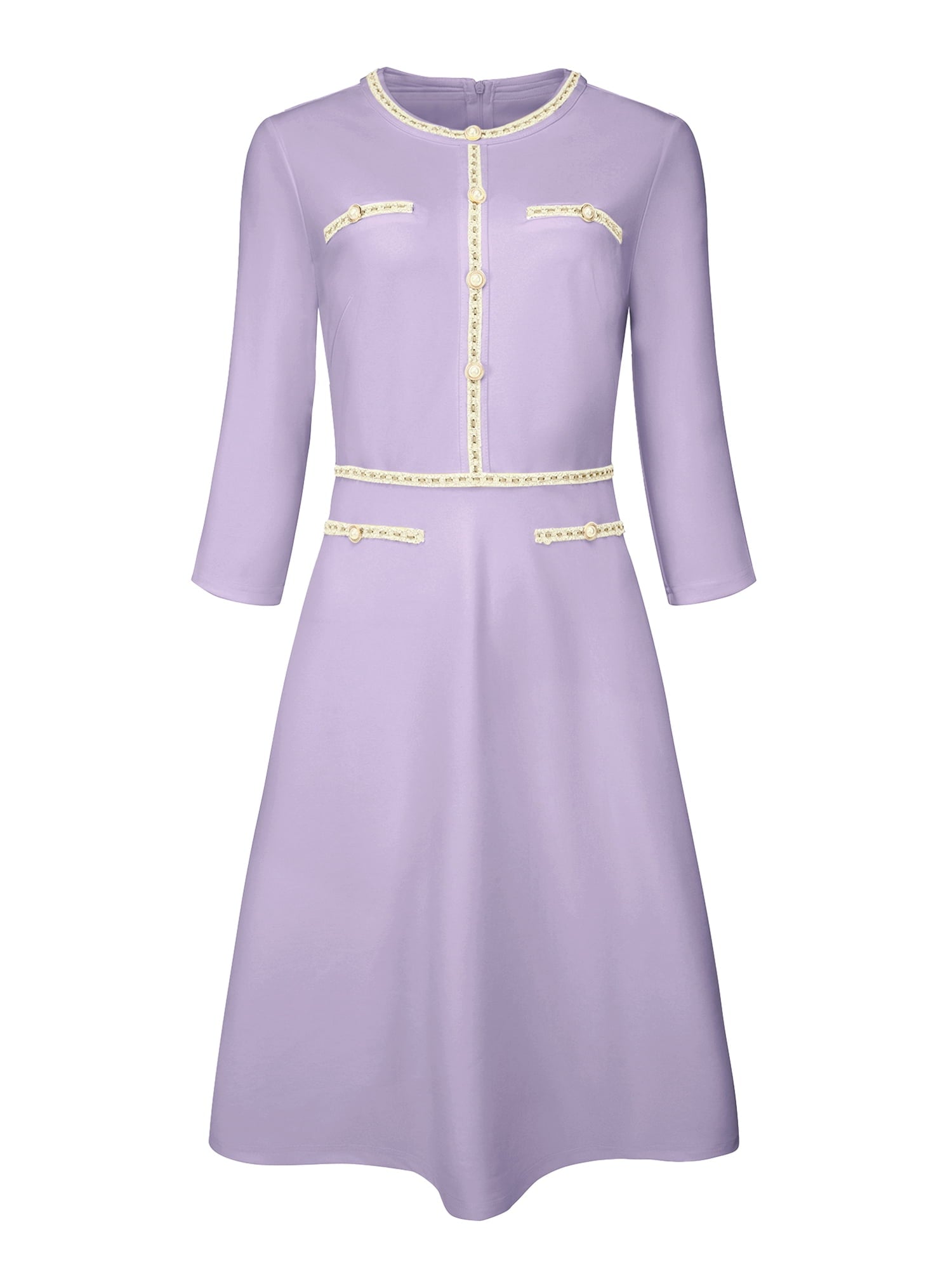 DARING DIVA A-Line Contrast Color Tweed Trim Dress XL Navy Blue