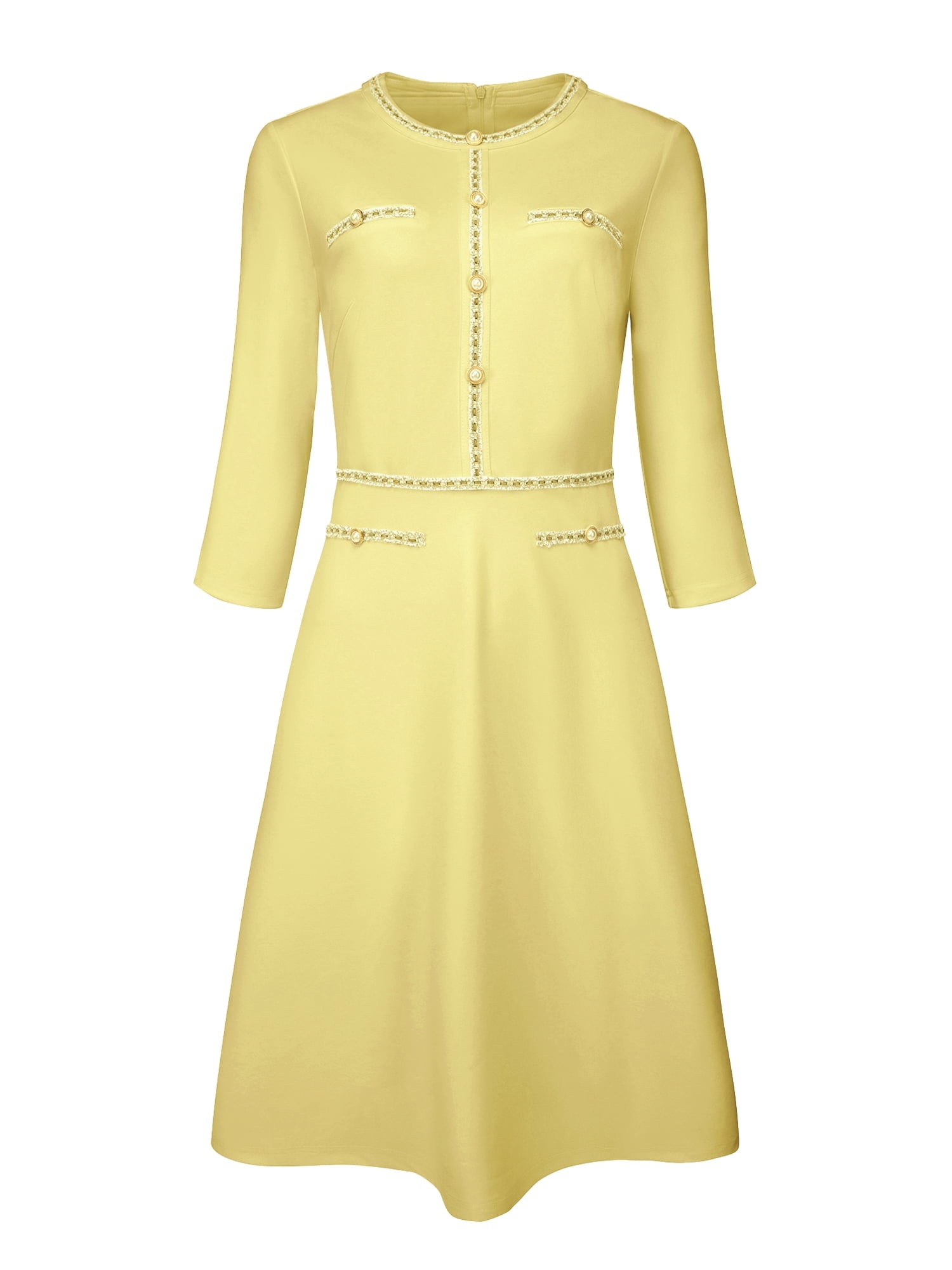 DARING DIVA A-Line Contrast Color Tweed Trim Dress XL Navy Blue