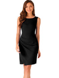 DARING DIVA Boat Neck Sleeveless Ruched Pencil Dress S Black