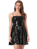 DARING DIVA Glitter Sequin Dress Spaghetti Strap Dress M Blacks