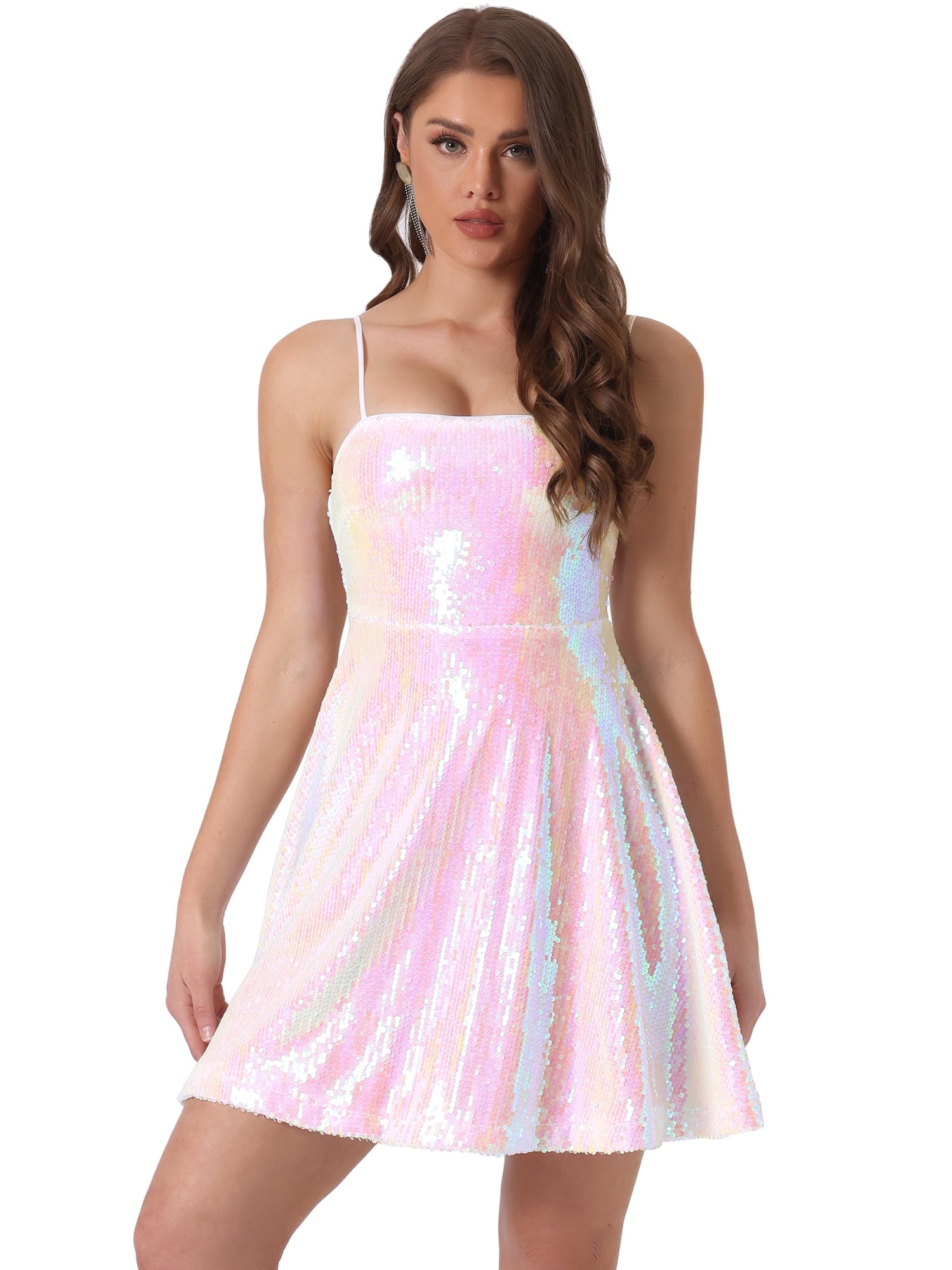 DARING DIVA Glitter Sequin Dress Spaghetti Strap Dress M Blacks