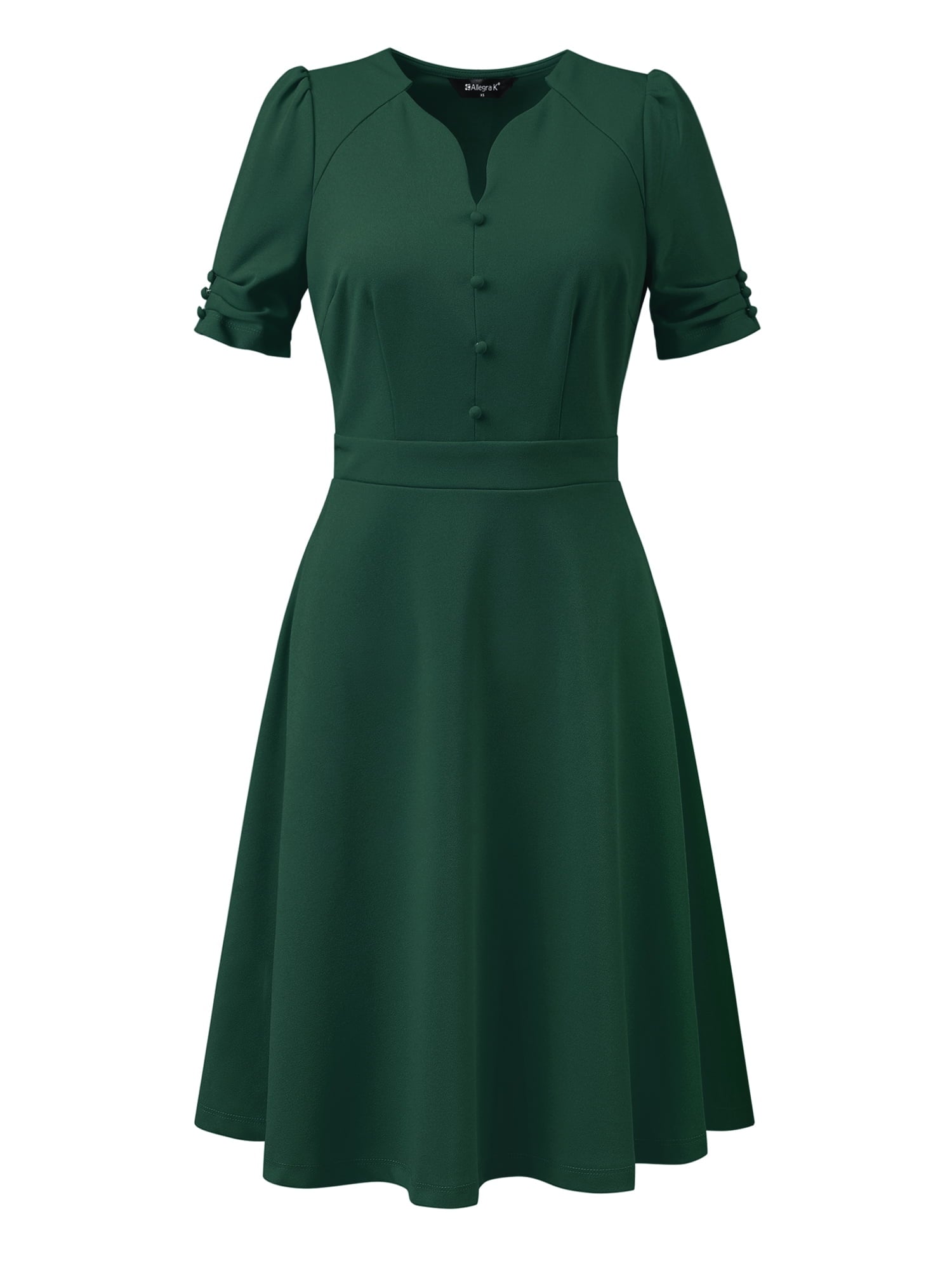 DARING DIVA Sweetheart Neck Pleated A-Line Sheath Dress L Dark Green