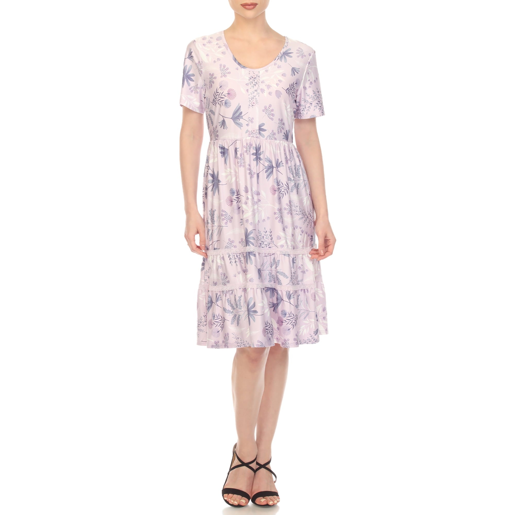 White Mark Floral High Waist Tiered Dress (Women's & Women's Plus)