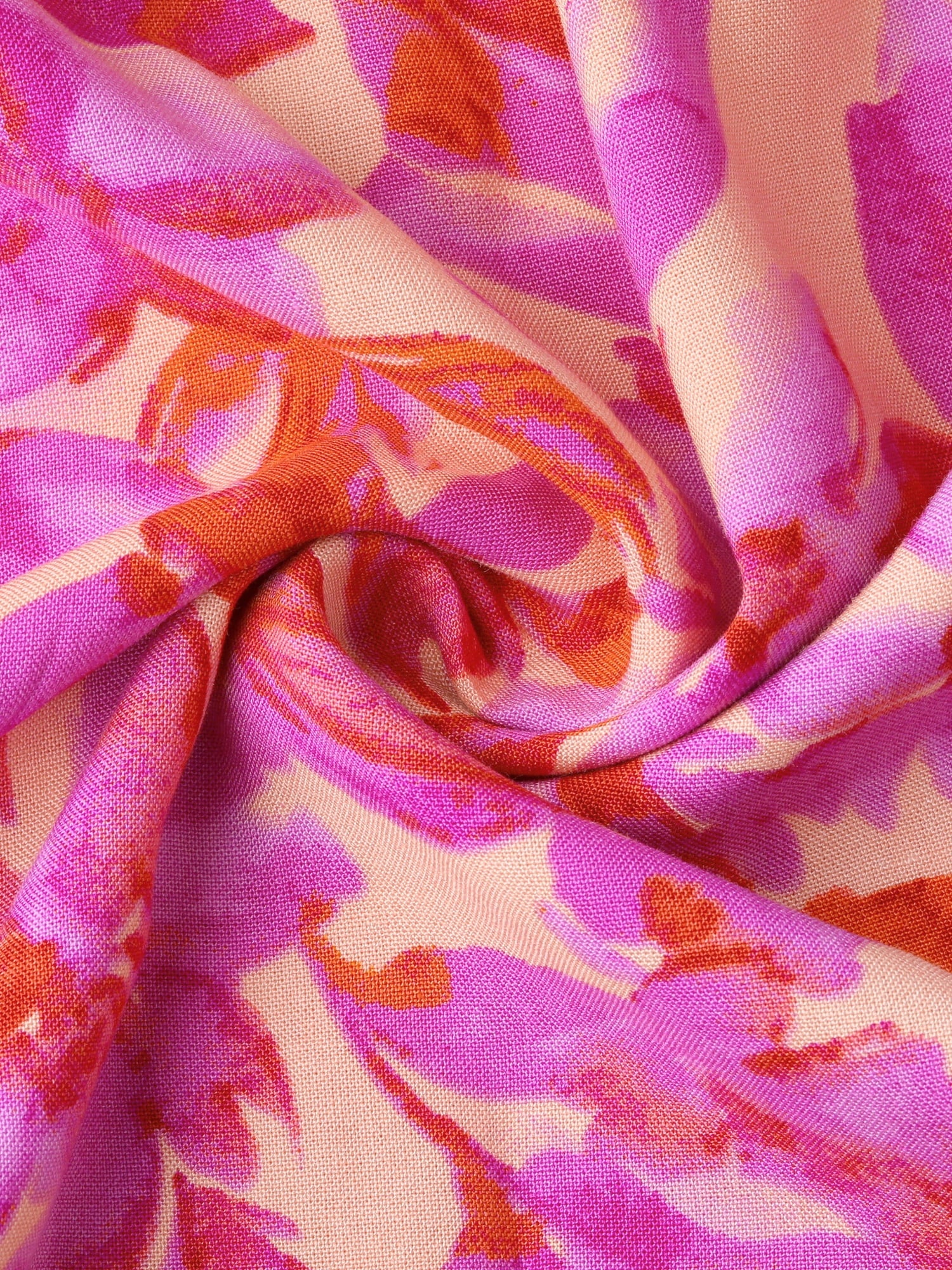 DARING DIVA V Neck Smocked Ruffle Tiered Maxi Dress S Hot Pink